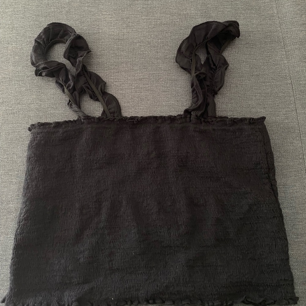 Black frilly crop top